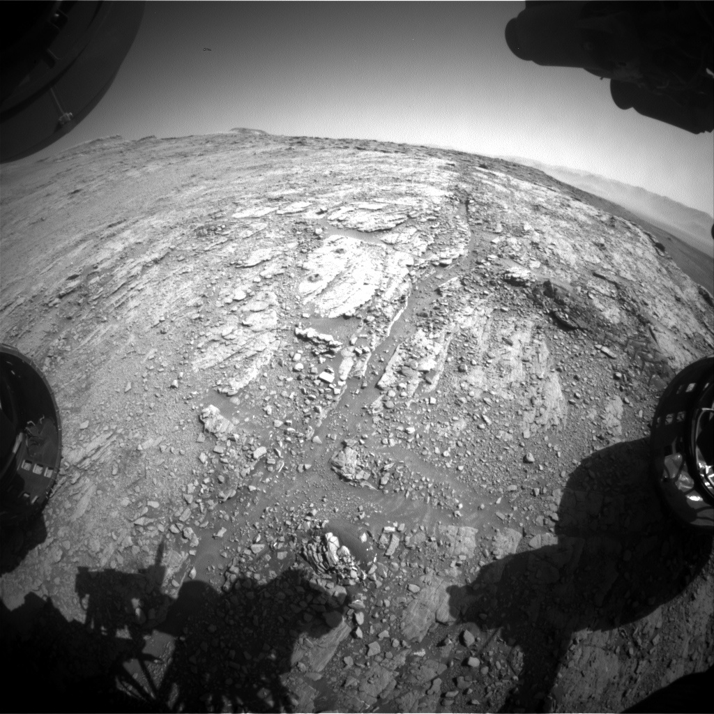 Nasa's Mars rover Curiosity acquired this image using its Front Hazard Avoidance Camera (Front Hazcam) on Sol 2534, at drive 3002, site number 76