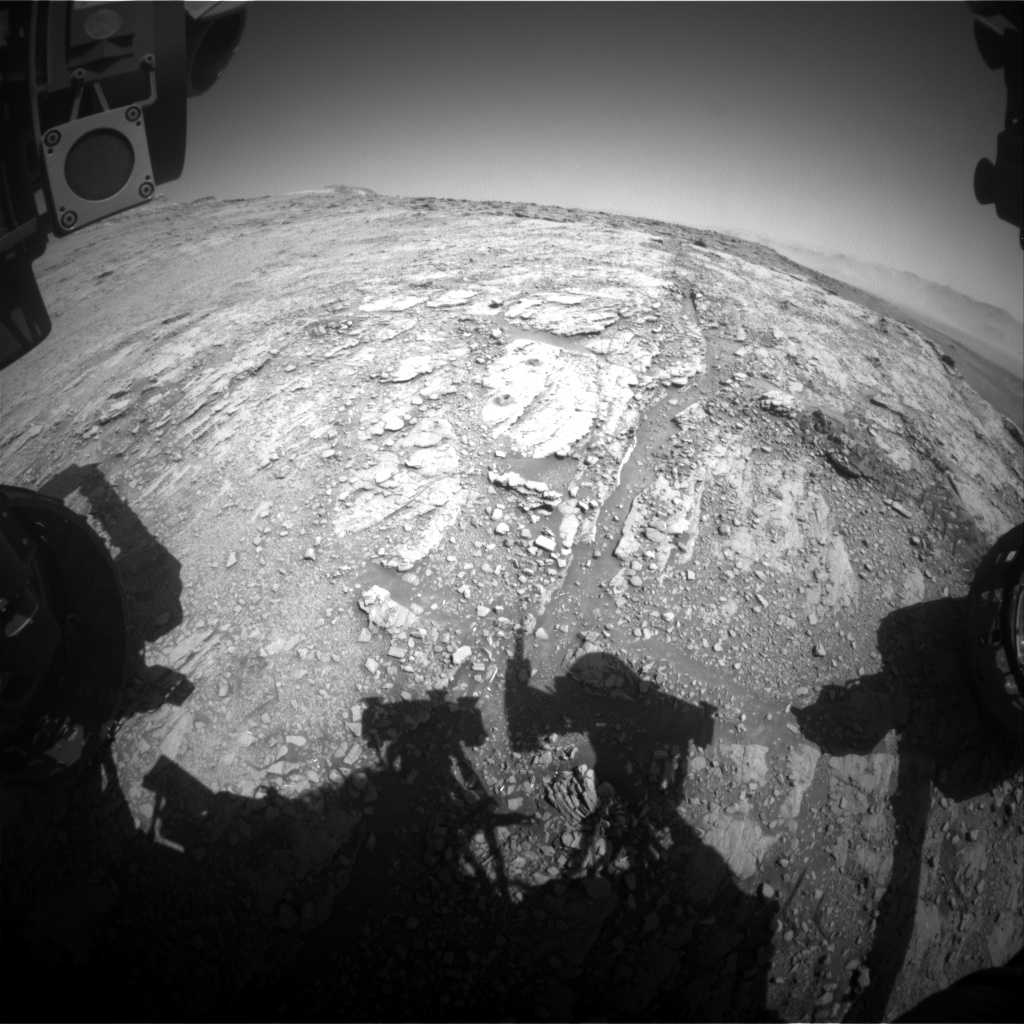 Nasa's Mars rover Curiosity acquired this image using its Front Hazard Avoidance Camera (Front Hazcam) on Sol 2538, at drive 3002, site number 76