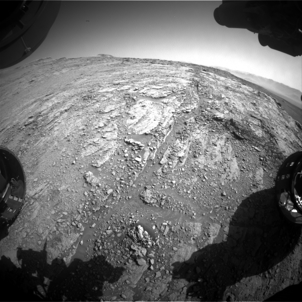 Nasa's Mars rover Curiosity acquired this image using its Front Hazard Avoidance Camera (Front Hazcam) on Sol 2542, at drive 3002, site number 76