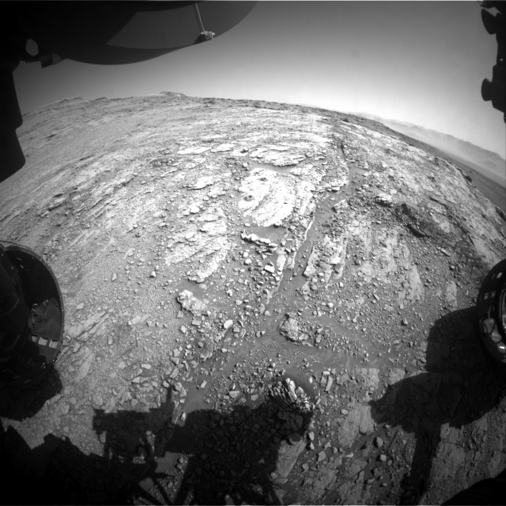 Nasa's Mars rover Curiosity acquired this image using its Front Hazard Avoidance Camera (Front Hazcam) on Sol 2548, at drive 3002, site number 76