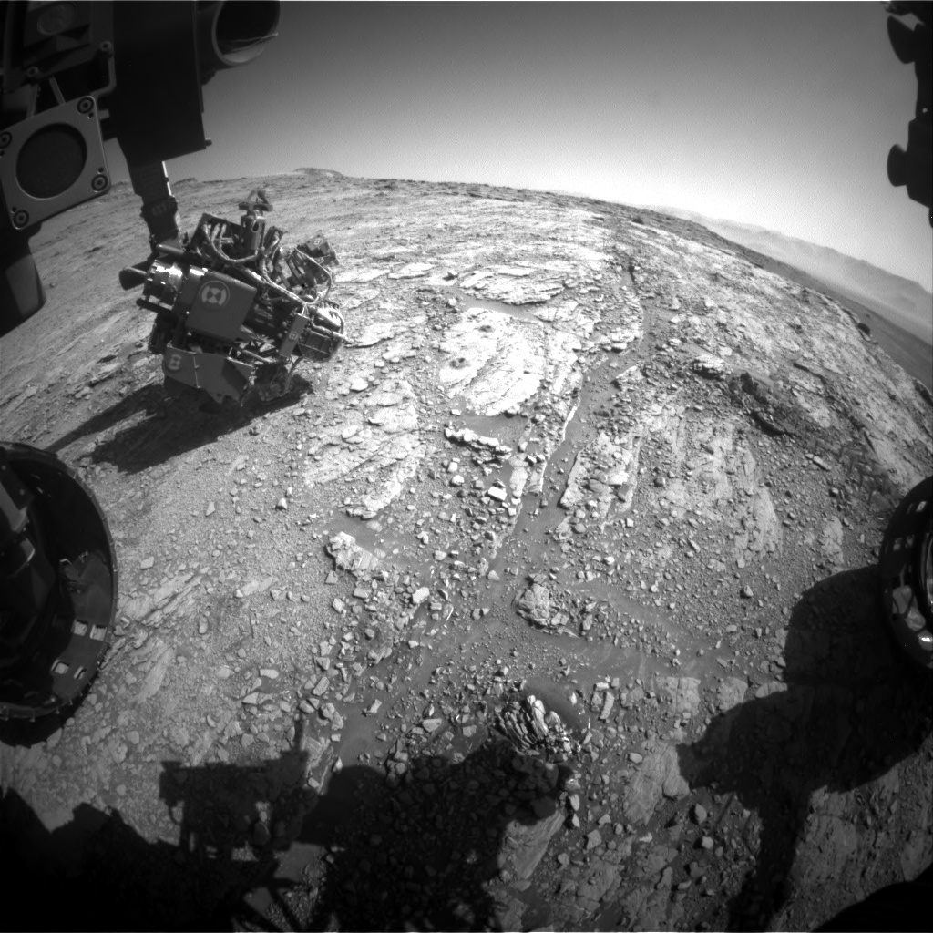 Nasa's Mars rover Curiosity acquired this image using its Front Hazard Avoidance Camera (Front Hazcam) on Sol 2552, at drive 3002, site number 76