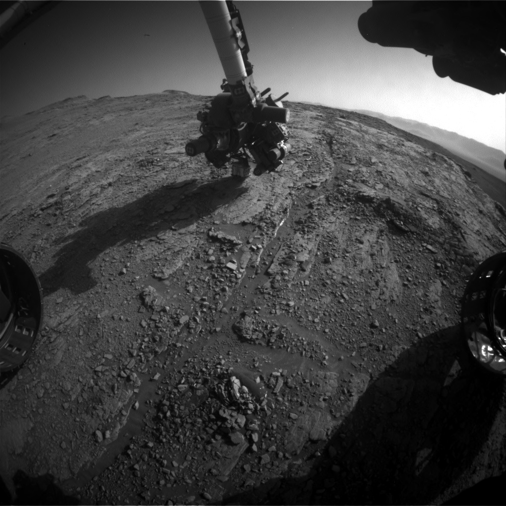 Nasa's Mars rover Curiosity acquired this image using its Front Hazard Avoidance Camera (Front Hazcam) on Sol 2553, at drive 3002, site number 76