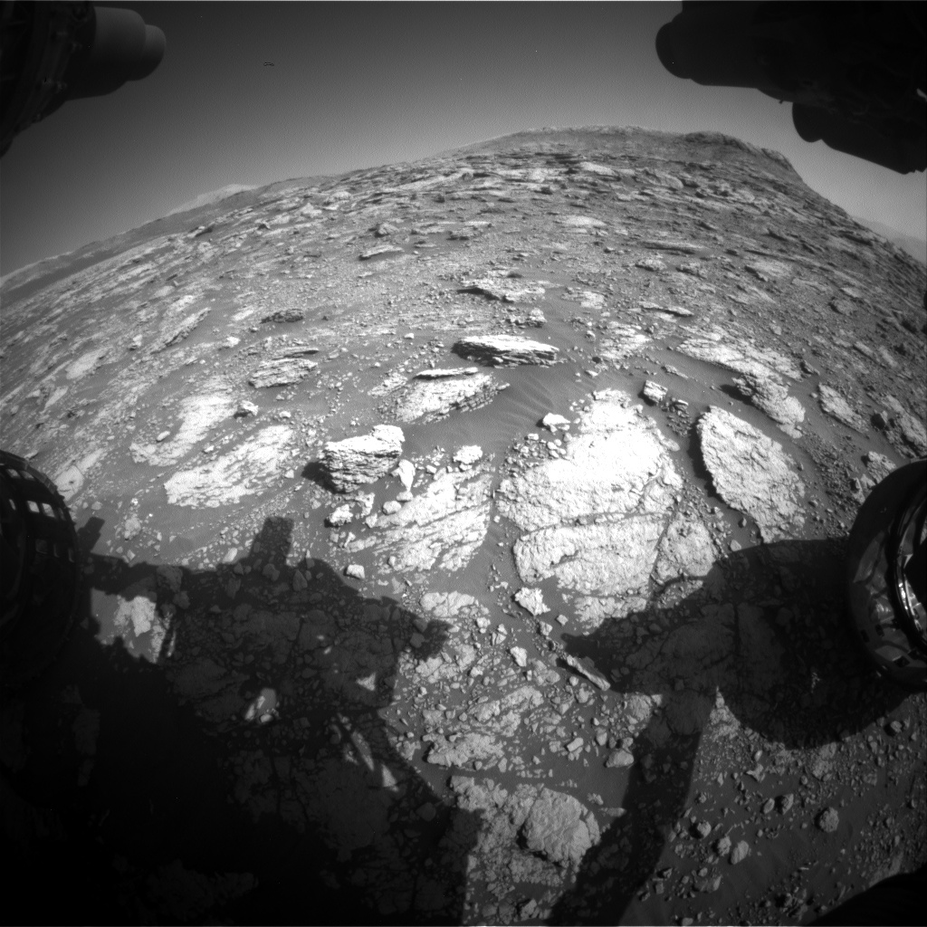 Nasa's Mars rover Curiosity acquired this image using its Front Hazard Avoidance Camera (Front Hazcam) on Sol 2569, at drive 910, site number 77