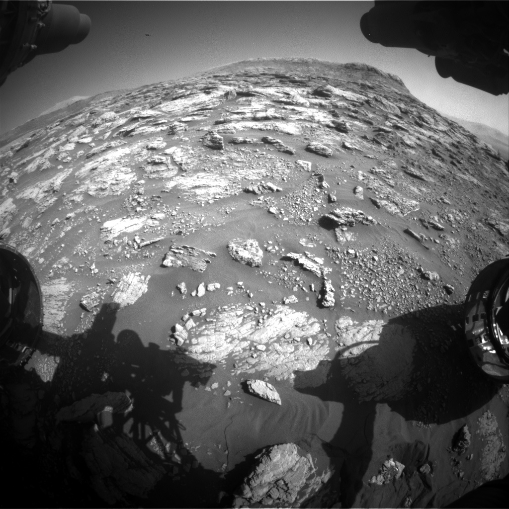 Nasa's Mars rover Curiosity acquired this image using its Front Hazard Avoidance Camera (Front Hazcam) on Sol 2570, at drive 964, site number 77