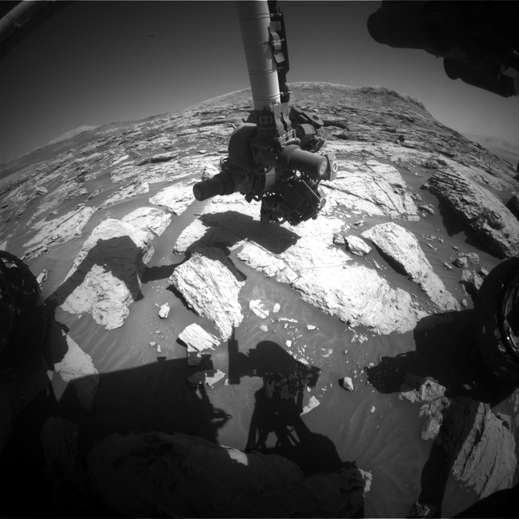 Nasa's Mars rover Curiosity acquired this image using its Front Hazard Avoidance Camera (Front Hazcam) on Sol 2572, at drive 1006, site number 77