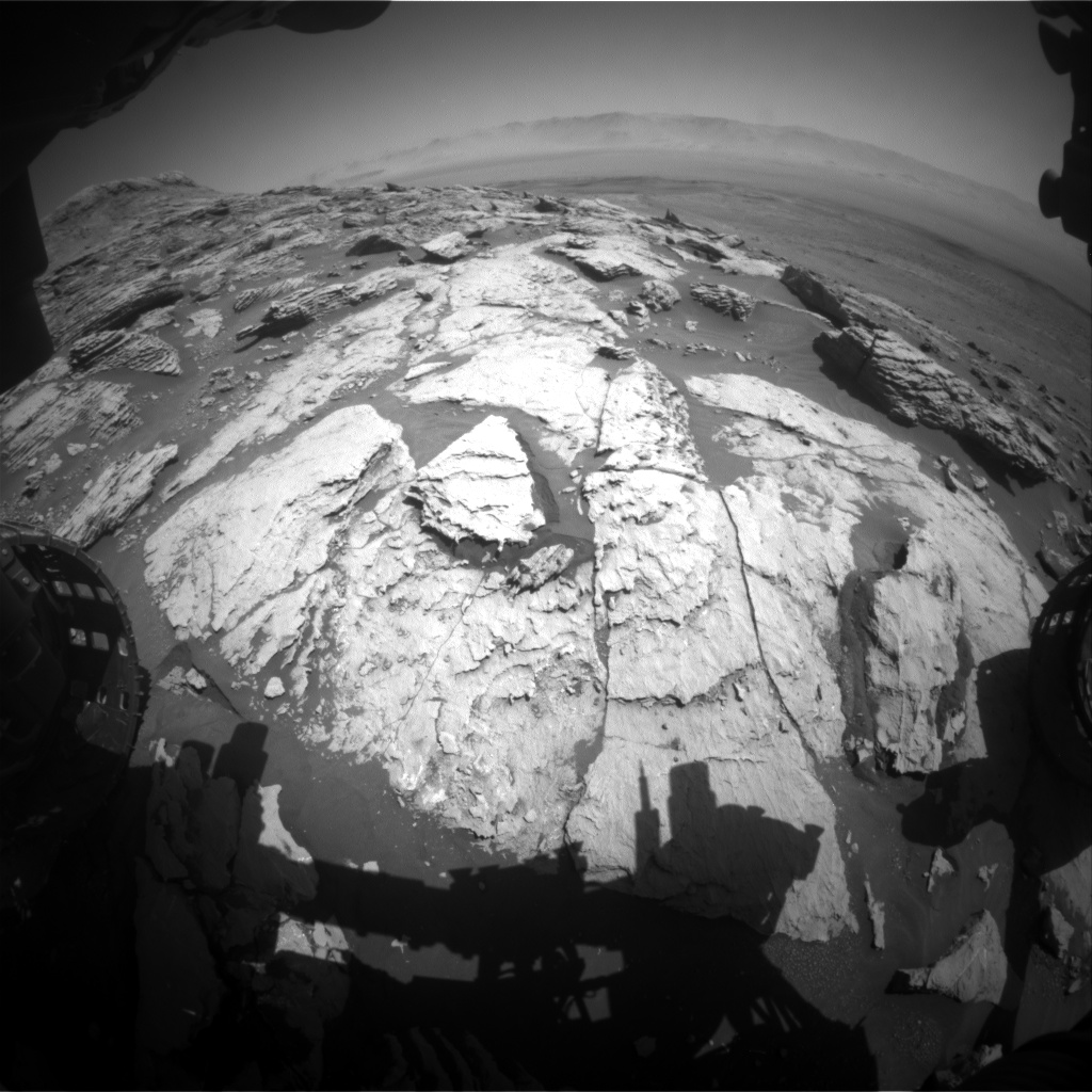 Nasa's Mars rover Curiosity acquired this image using its Front Hazard Avoidance Camera (Front Hazcam) on Sol 2573, at drive 1070, site number 77