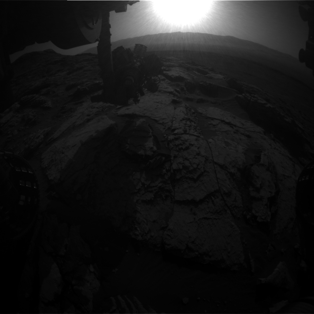 Nasa's Mars rover Curiosity acquired this image using its Front Hazard Avoidance Camera (Front Hazcam) on Sol 2574, at drive 1070, site number 77