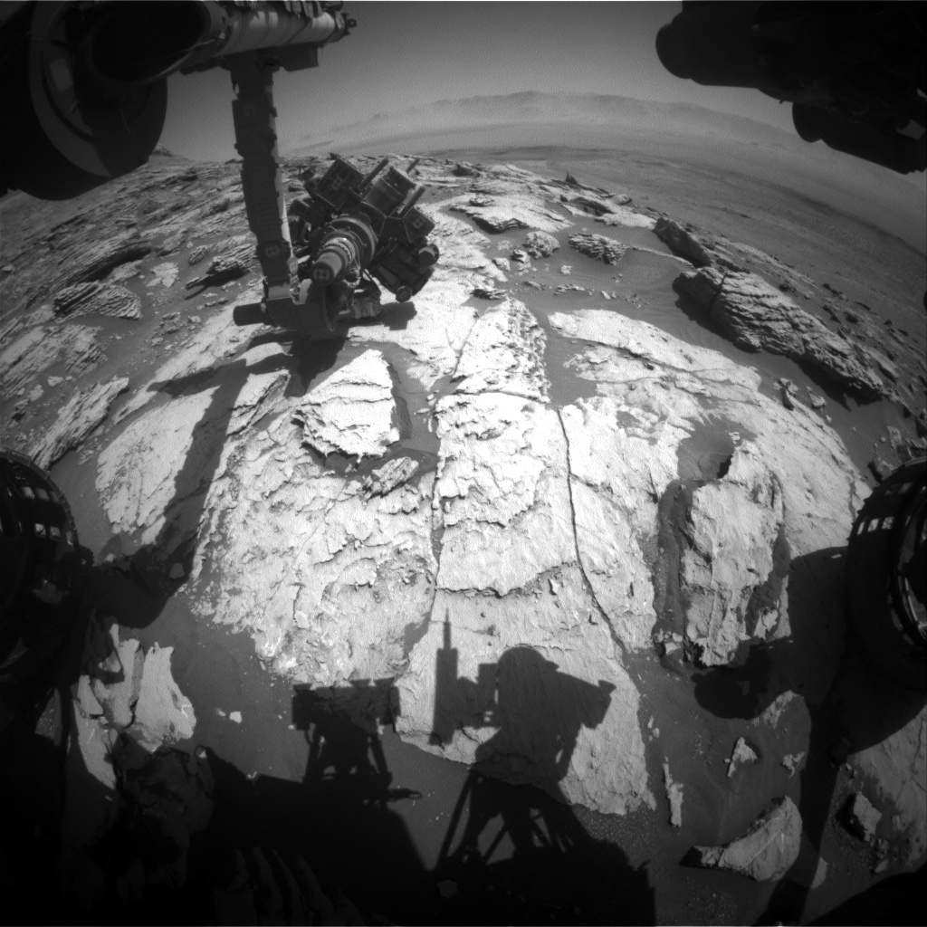Nasa's Mars rover Curiosity acquired this image using its Front Hazard Avoidance Camera (Front Hazcam) on Sol 2575, at drive 1070, site number 77