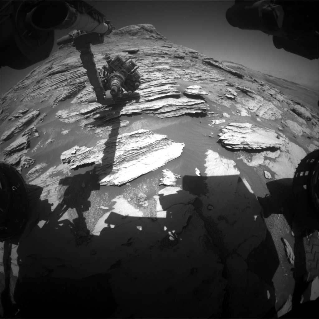 Nasa's Mars rover Curiosity acquired this image using its Front Hazard Avoidance Camera (Front Hazcam) on Sol 2579, at drive 1560, site number 77