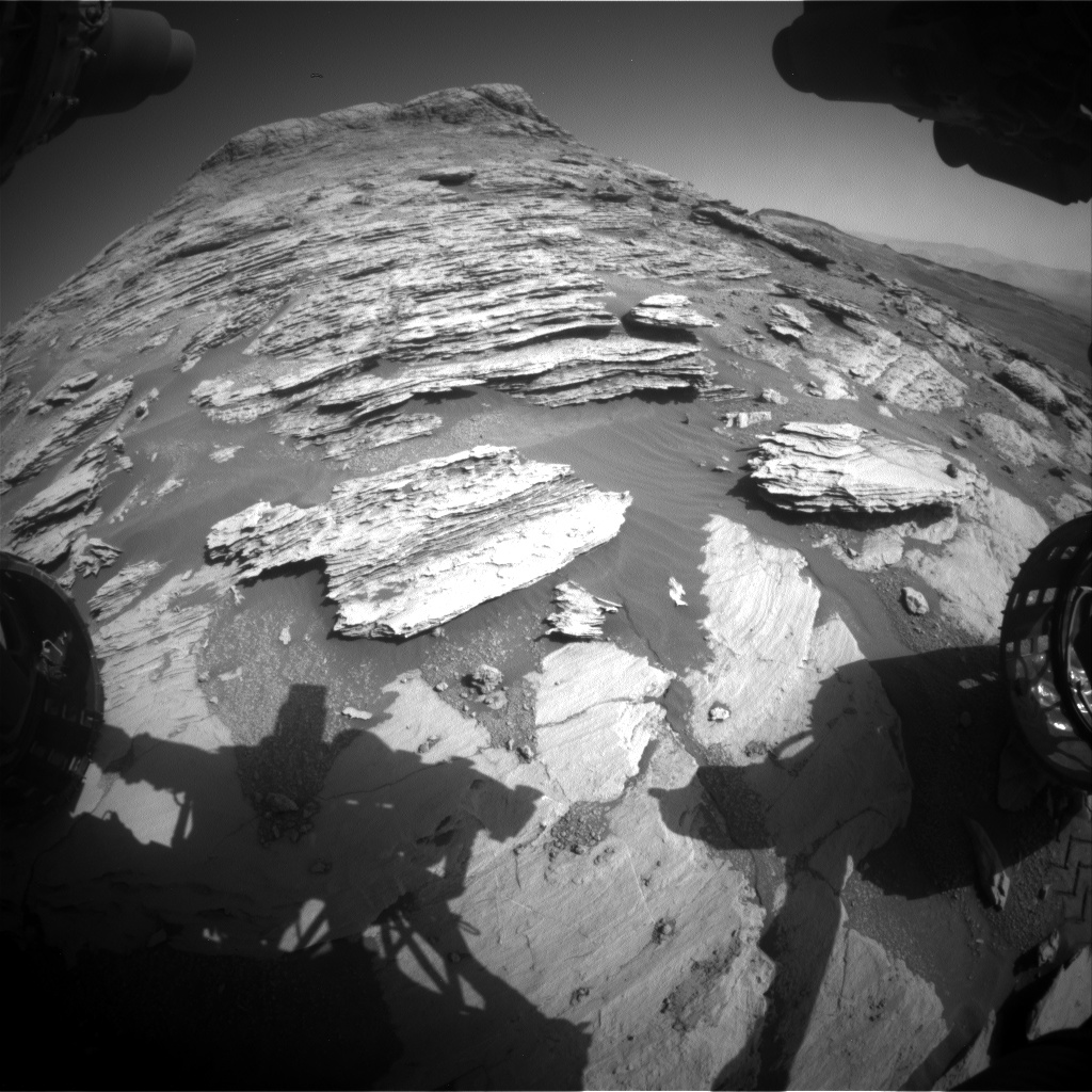 Nasa's Mars rover Curiosity acquired this image using its Front Hazard Avoidance Camera (Front Hazcam) on Sol 2579, at drive 1560, site number 77