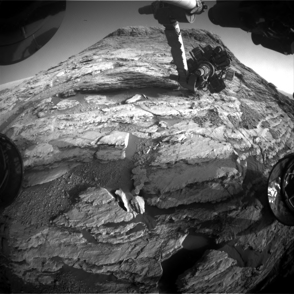 Nasa's Mars rover Curiosity acquired this image using its Front Hazard Avoidance Camera (Front Hazcam) on Sol 2585, at drive 1626, site number 77