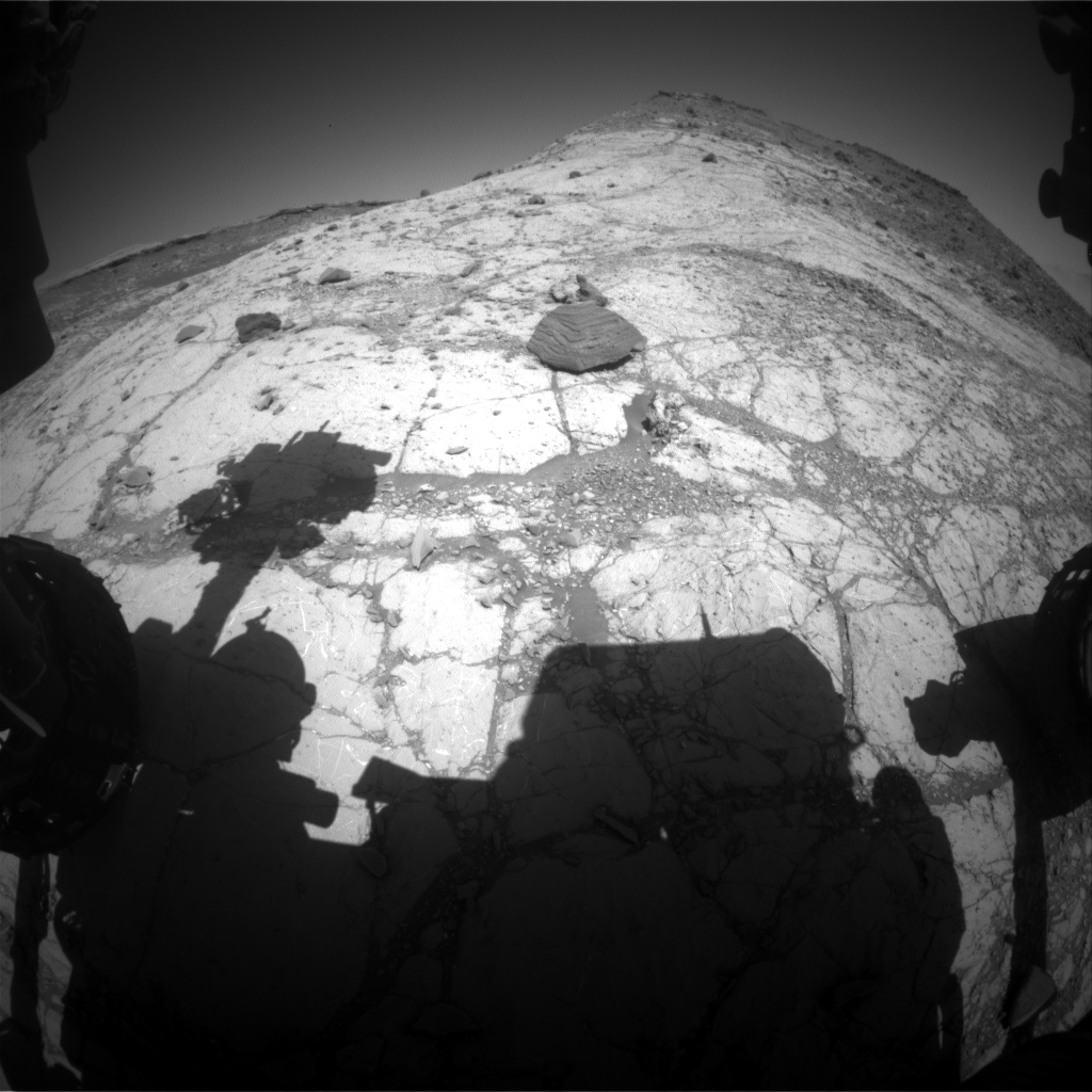 Nasa's Mars rover Curiosity acquired this image using its Front Hazard Avoidance Camera (Front Hazcam) on Sol 2621, at drive 1002, site number 78
