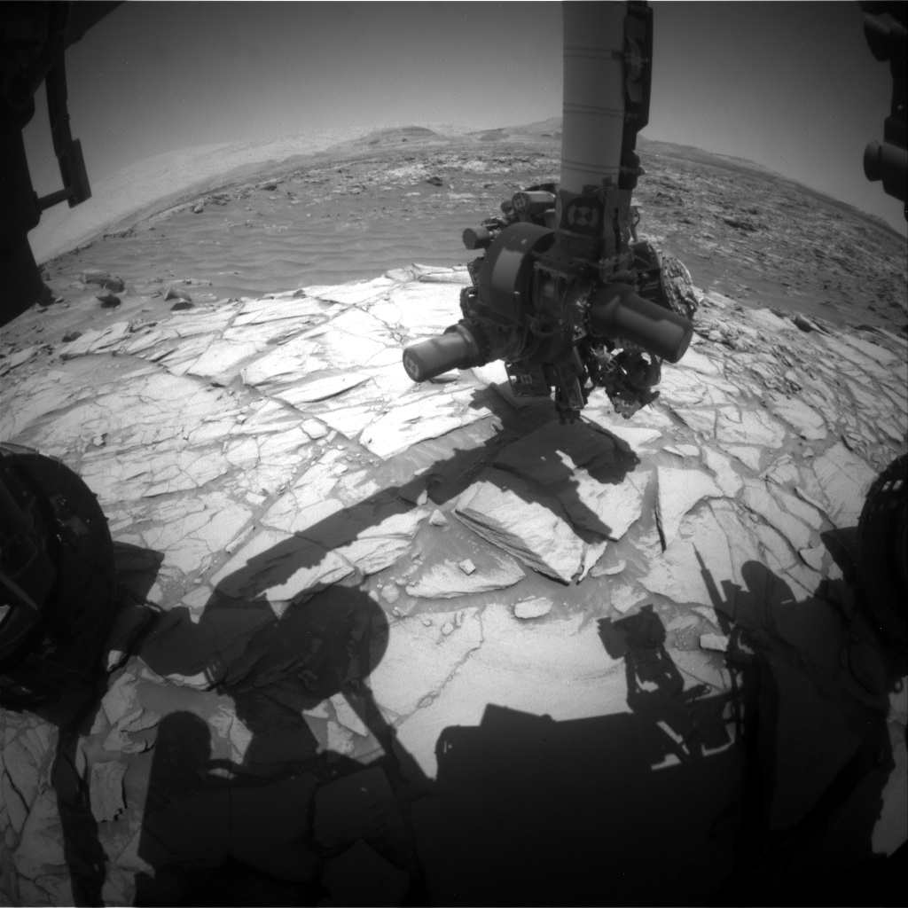 Nasa's Mars rover Curiosity acquired this image using its Front Hazard Avoidance Camera (Front Hazcam) on Sol 2706, at drive 654, site number 79