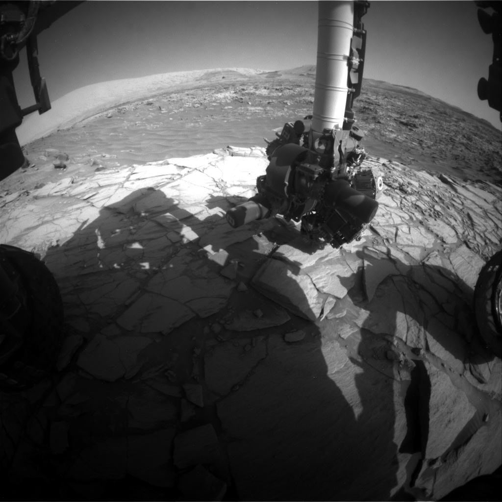 Nasa's Mars rover Curiosity acquired this image using its Front Hazard Avoidance Camera (Front Hazcam) on Sol 2706, at drive 654, site number 79
