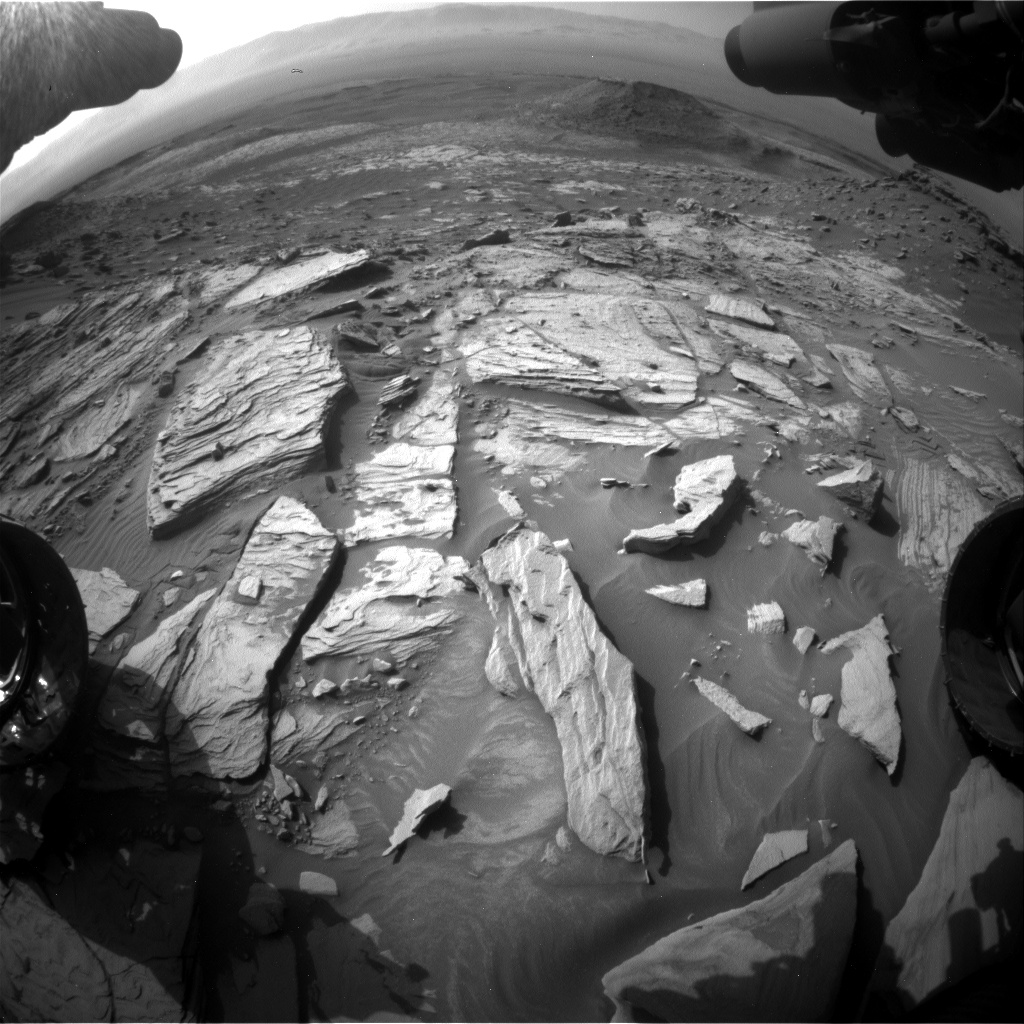 Nasa's Mars rover Curiosity acquired this image using its Front Hazard Avoidance Camera (Front Hazcam) on Sol 2732, at drive 972, site number 79