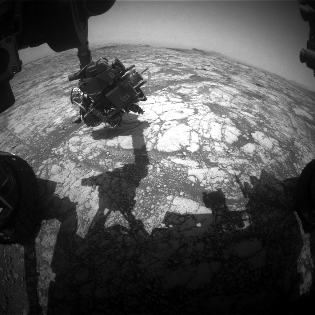 Nasa's Mars rover Curiosity acquired this image using its Front Hazard Avoidance Camera (Front Hazcam) on Sol 2775, at drive 2008, site number 79