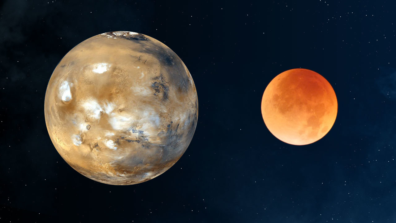 Moon-Mars redness comparison.