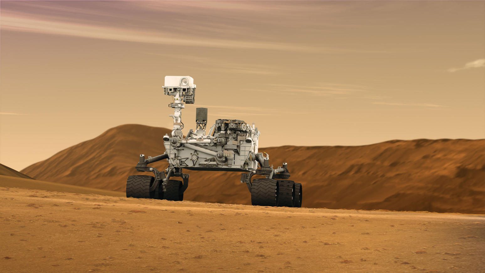 Mars Rover Curiosity in Artist's Concept, Wide