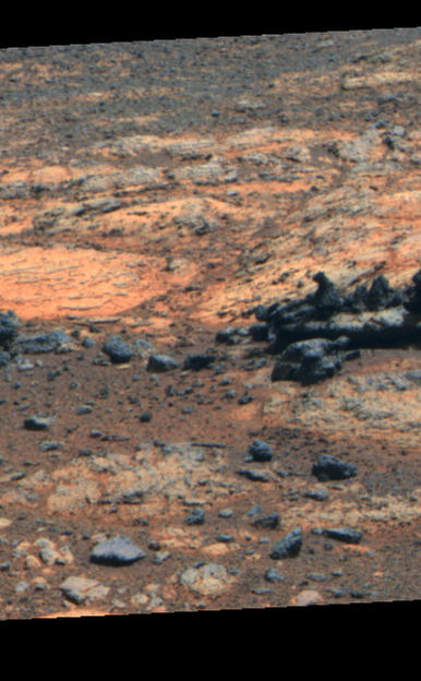 Opportunity Eyes Rock Fins on Cape York, Sol 3058
