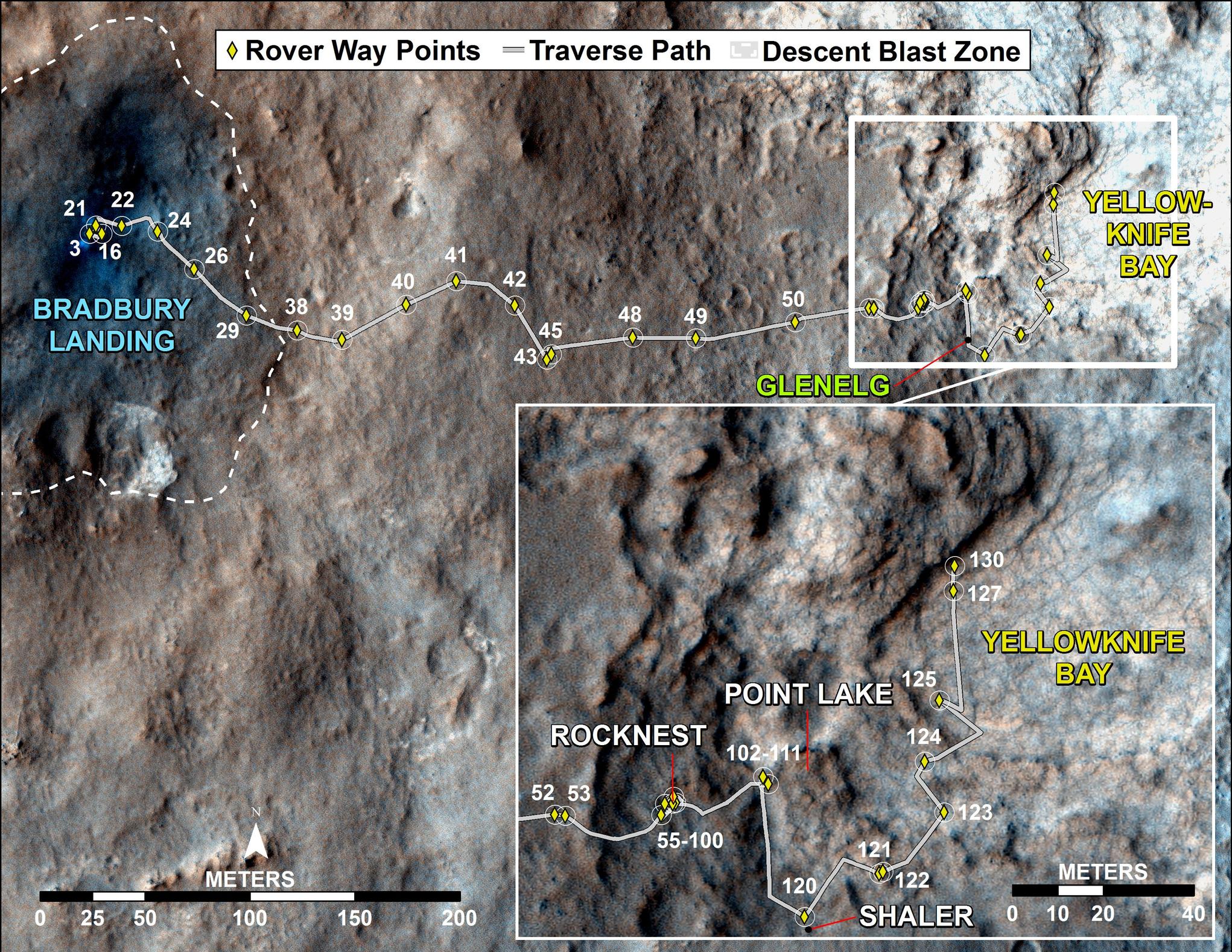 Curiosity Traverse Map, Sol 130