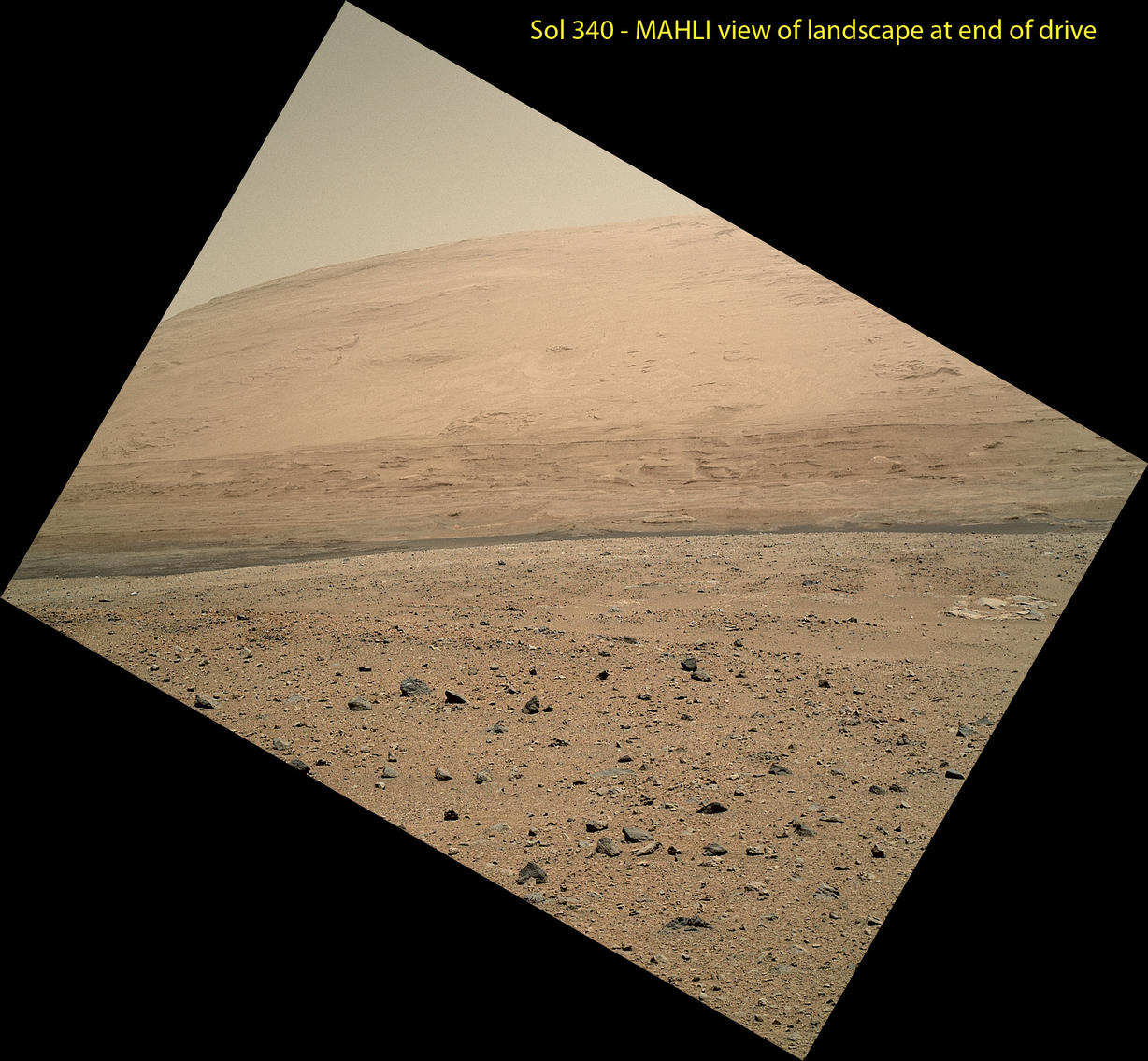 View From Curiosity's Arm-Mounted Camera After a Long Drive
