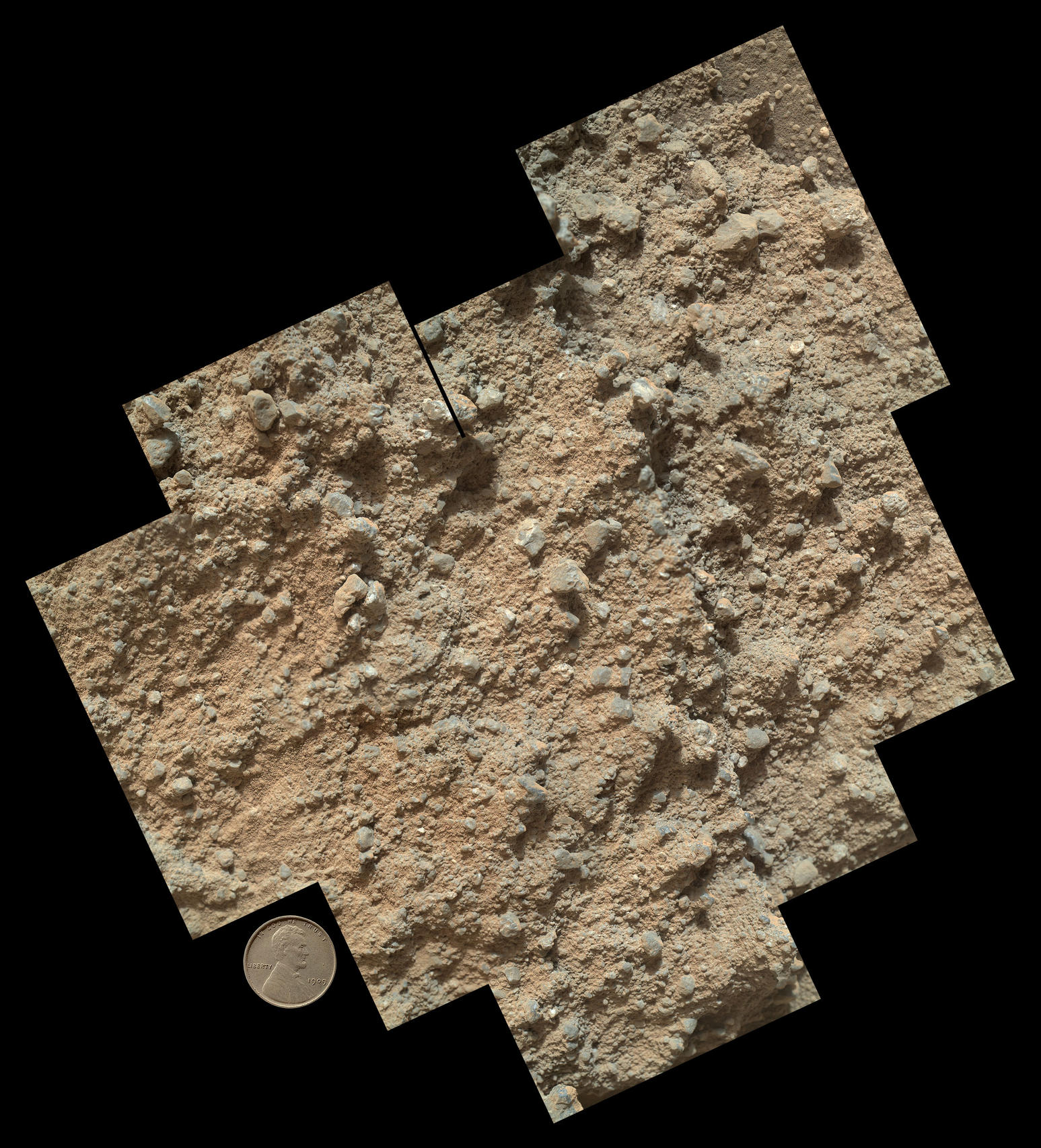 Pebbly Sandstone Conglomerate Rock at Curiosity's Waypoint 1