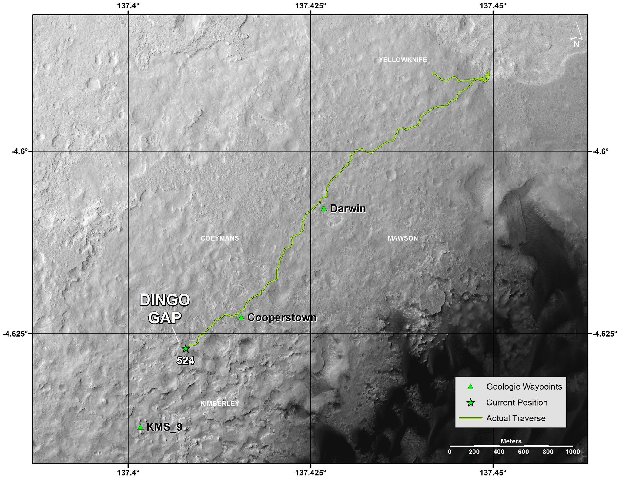 Traverse Map for Mars Rover Curiosity as of Jan. 26, 2014