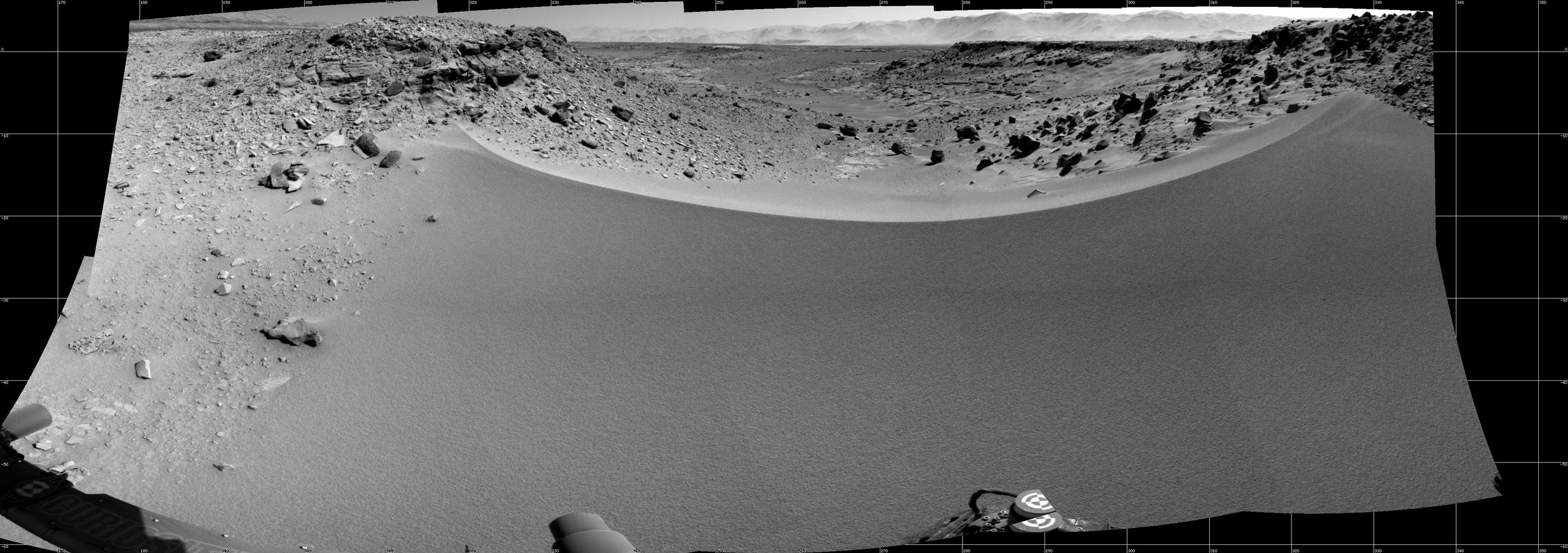 Curiosity's View Past Dune at 'Dingo Gap'