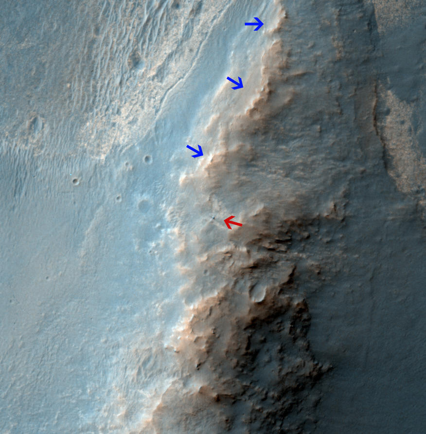 Opportunity Rover on 'Murray Ridge' Seen From Orbit (Annotated)